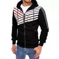 Men's Full Zip Hoodie Jacket Blue Red White Black Hooded Stripes Lace up Zipper Sports  Outdoor Streetwear Cool Casual Big and Tall Winter Fall Clothing Apparel Hoodies Sweatshirts  Long Sleeve Lightinthebox - thumbnail