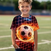 Boys 3D Football Tee Shirt Short Sleeve 3D Print Summer Spring Active Sports Fashion Polyester Kids 3-12 Years Crew Neck Outdoor Casual Daily Regular Fit miniinthebox - thumbnail