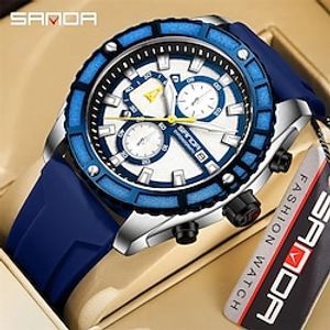 SANDA Men Quartz Watch Fashion Business Wristwatch Luminous Calendar Waterproof Decoration Silicone Gel Watch miniinthebox