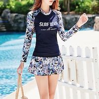 Women's Rashguard Swimsuit UV Sun Protection UPF50 Breathable Long Sleeve Swimwear Bathing Suit 2 Piece Swimming Surfing Floral / Botanical Autumn / Fall Spring Summer / Stretchy / Quick Dry miniinthebox - thumbnail