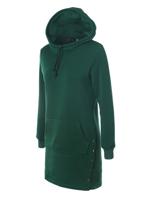 Pure Color Side Button Hooded Women Hoodies - thumbnail