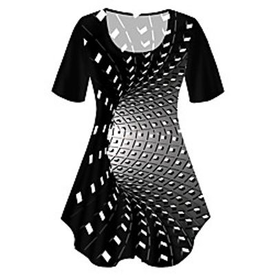 Women's Plus Size Tops T shirt Print Graphic 3D Large Size Crewneck Short Sleeve Basic Big Size XL XXL 3XL 4XL 5XL Black Lightinthebox