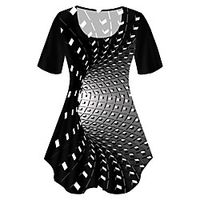 Women's Plus Size Tops T shirt Print Graphic 3D Large Size Crewneck Short Sleeve Basic Big Size XL XXL 3XL 4XL 5XL Black Lightinthebox - thumbnail