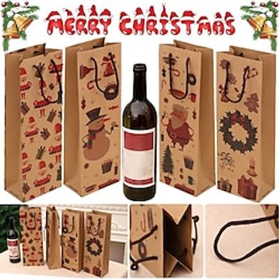 12PCS Christmas Gift Bags Kraft Paper Wine Bags with Handles Wine Bottle Paper Bags Retail Packaging Bags Lightinthebox 12PCS Christmas Gift Bags Kraft Paper Wine Bags with Handles Wine Bottle Paper Bags Retail Packaging Bags Lightinthebox