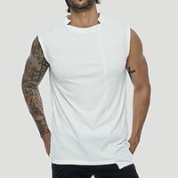 Men's Tank Top Vest Solid Color Stand Collar White Holiday Vacation Sleeveless Clothing Apparel Lightweight Casual Comfortable  Summer  Summer Lightinthebox - thumbnail