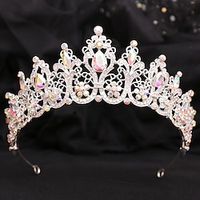 Crown Tiaras Headbands Headpiece Rhinestone Alloy Wedding Cocktail Luxury Elegant With Floral Crystals Headpiece Headwear Lightinthebox - thumbnail