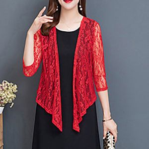 Women's Shrug Embroidery Lace Trims Floral Stylish Elegant Casual 3/4 Length Sleeve Sweater Cardigans V Neck Spring Summer Green White Black miniinthebox