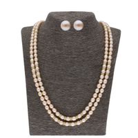Sri Jagdamba Pearls Eva 2 Lines oval Pearl Set - JPJUN-20-241