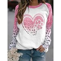 Women's Sweatshirt Pullover Active Sportswear Pink Graphic Leopard Casual Sports Round Neck Long Sleeve Top Micro-elastic Fall  Winter Lightinthebox - thumbnail