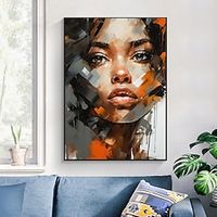 Handmade Oil Painting Canvas Wall Art Decoration Abstract Knife Drawing Figure Portrait Girl for Home Decor Rolled Frameless Unstretched Painting Lightinthebox - thumbnail
