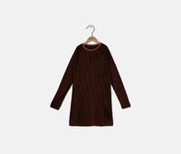 Kids Girls Long Sleeve Textured Dress  Brown - thumbnail