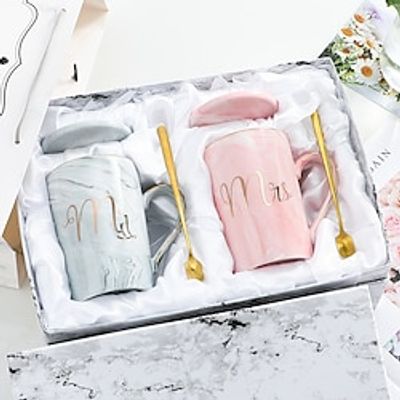 Mr and Mrs Mugs Wedding Anniversary Gifts for Men Women Anniversary Gift Mugs Set Silver Wedding Gifts for Bridal Couple Friend Engagement Gift Couples Gifts Lightinthebox