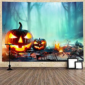 Halloween Wall Tapestry Art Decor Blanket Curtain Hanging Home Bedroom Living Room Decoration Psychedelic Haunted Scary Pumpkin Skull Skeleton Bat Castle Grim Reaper Polyester miniinthebox