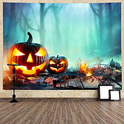 Halloween Wall Tapestry Art Decor Blanket Curtain Hanging Home Bedroom Living Room Decoration Psychedelic Haunted Scary Pumpkin Skull Skeleton Bat Castle Grim Reaper Polyester miniinthebox
