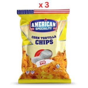 American Specialty Corn Tortilla Chips - Natural Salt 200g Pack Of 3