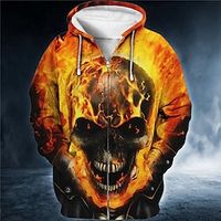 Men's Full Zip Hoodie Jacket Pink Blue Orange Green Hooded Skull Graphic Prints Zipper Print Sports  Outdoor Daily Sports 3D Print Streetwear Designer Casual Spring   Fall Clothing Apparel Hoodies Lightinthebox - thumbnail