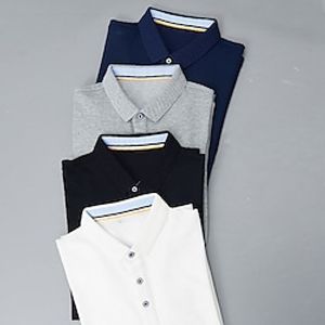 Men's Polo Shirt Golf Shirt Plain Turndown Black White Red Navy Blue Royal Blue Outdoor Work Long Sleeve Clothing Apparel Cotton Streetwear Casual Classic Comfortable Lightinthebox