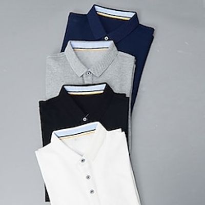 Men's Polo Shirt Golf Shirt Plain Turndown Black White Red Navy Blue Royal Blue Outdoor Work Long Sleeve Clothing Apparel Cotton Streetwear Casual Classic Comfortable Lightinthebox