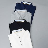 Men's Polo Shirt Golf Shirt Plain Turndown Black White Red Navy Blue Royal Blue Outdoor Work Long Sleeve Clothing Apparel Cotton Streetwear Casual Classic Comfortable Lightinthebox - thumbnail