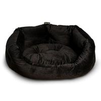 Regalia Velvet Deluxe Slumber Non-Slip Dog Bed - Black 76cm
