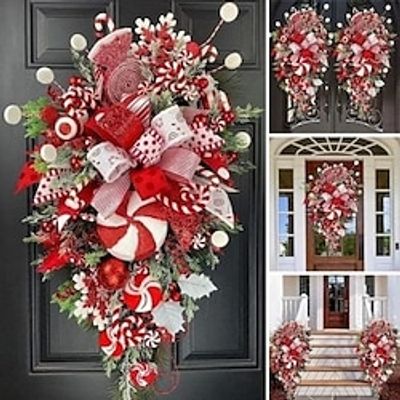 Christmas Wreath Artificial Wreath Christmas Wreath Garland Upside Down Hanging Ornaments Front Door Wall Decorations Merry Christmas Tree Wreath for Decorating Christmas miniinthebox