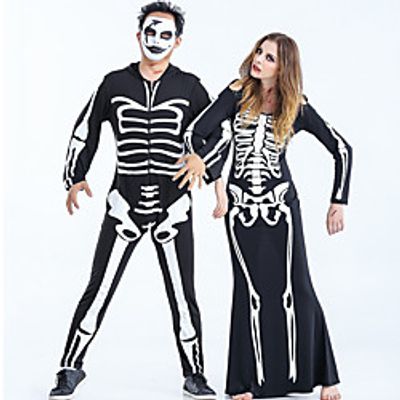 Skeleton / Skull Halloween Costumes Cosplay Suits Dress Bodysuit For Women's Men's Couple's Halloween Ideas miniinthebox