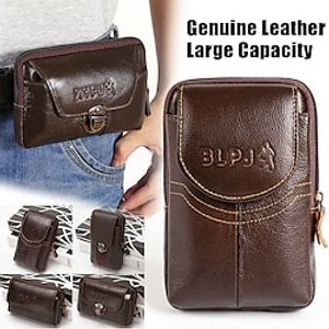 Men's Wallet Mobile Phone Bag Belt Bag Cowhide Outdoor Daily Buckle Zipper Large Capacity Lightweight Durable Solid Color Brown horizontal section Brown Vertical Lock horizontal section Lightinthebox