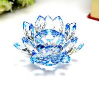 Lotus Crystal Glass Candlestick Figure Paperweight Ornament