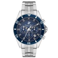 Beverly Hills Polo Club Men's Multi Function Display Watch & Metal Strap, Silver - BP3500X.390
