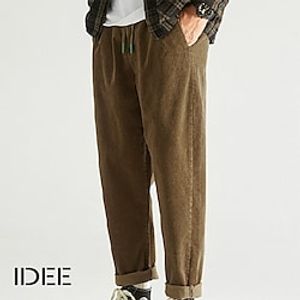 Men's Trousers Casual Pants Drawstring Plain Comfort Outdoor Daily Going out Cotton Blend Fashion Streetwear Army Green Khaki Lightinthebox