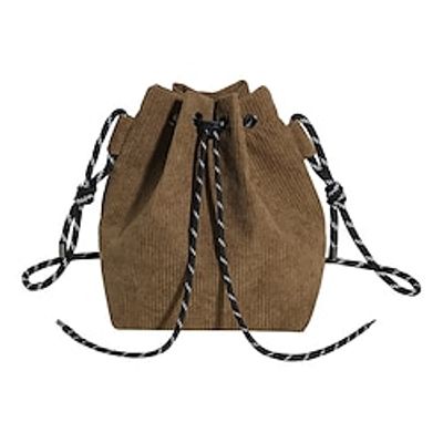 Women's Crossbody Bag Drawstring Bag Corduroy Daily Holiday Large Capacity Foldable Lightweight Solid Color Black White Pink miniinthebox