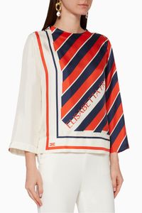 Foulard-Print Silk Twill Blouse