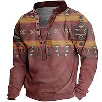 Men's Unisex Sweatshirt Pullover Button Up Hoodie Red Brown Standing Collar Graphic Prints Print Casual Daily Sports 3D Print Streetwear Designer Casual Spring   Fall Clothing Apparel Hoodies Lightinthebox - thumbnail
