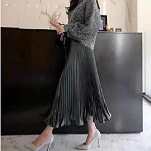 Women's Date Weekend Basic Streetwear Capris Skirts Solid Colored Pleated Ruffle White Black / Loose miniinthebox