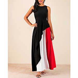 Women's Sheath Dress Black Sleeveless Color Block Round Neck S M L XL XXL 3XL 4XL 5XL  Plus Size Lightinthebox