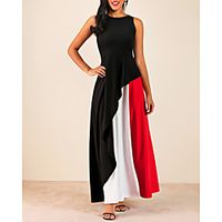 Women's Sheath Dress Black Sleeveless Color Block Round Neck S M L XL XXL 3XL 4XL 5XL  Plus Size Lightinthebox - thumbnail