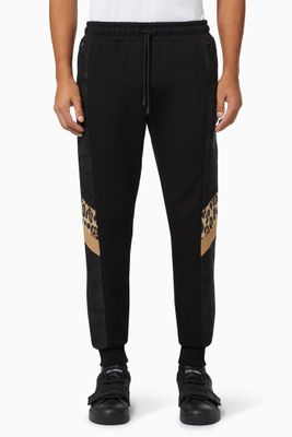Sweatpants with Leopard Inserts in Jersey & Jacquard Sweatpants with Leopard Inserts in Jersey & Jacquard