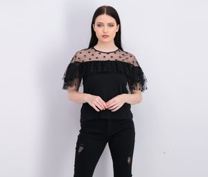 Womens Textured Tops  Black