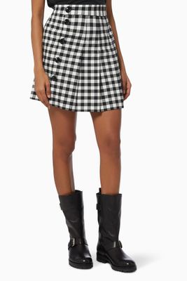 Termo Gingham Check Mini Skirt in Rayon Viscose Termo Gingham Check Mini Skirt in Rayon Viscose