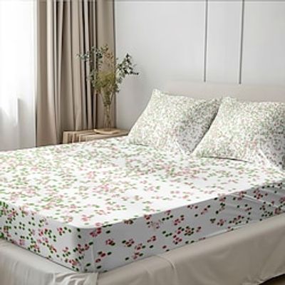 Floral Spring Fitted Sheet Set Ultra Soft Breathable Silky Bed Sheets Deep Pocket 100% Microfiber Bedding Sheets 3 Piece Queen King Size Lightinthebox Floral Spring Fitted Sheet Set Ultra Soft Breathable Silky Bed Sheets Deep Pocket 100% Microfiber Bedding Sheets 3 Piece Queen King Size Lightinthebox