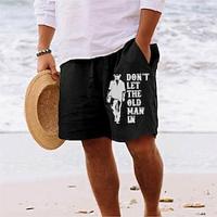 Don't Let The Old Man In Men's Cotton Shorts Hawaiian Shorts Beach Shorts Drawstring Elastic Waist Comfort Breathable Short Lightinthebox