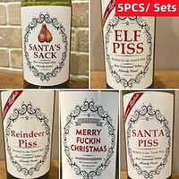 5/10 Pieces/set of Santa Claus Champagne Bottle Stickers, Funny Happy Bottle Labels, Personalized Bottle Labels and Party Bottle Packaging Labels miniinthebox - thumbnail