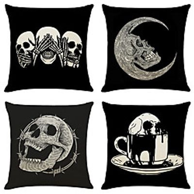 Halloween Double Side Cushion Cover 4PC Soft Decorative Square Throw Pillow Cover Cushion Case Pillowcase for Bedroom Livingroom Superior Quality Machine Washable Indoor Cushion for Sofa Couch Bed Chair Lightinthebox