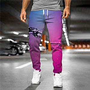 Men's Designer Casual  Sporty Jogger Sweatpants Trousers 3D Print Drawstring Elastic Waist Full Length Pants Casual Daily Micro-elastic Graphic Paisley Outdoor Sports Mid Waist Purple S M L XL XXL Lightinthebox