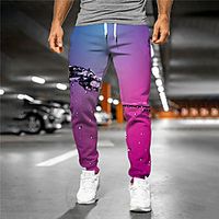 Men's Designer Casual  Sporty Jogger Sweatpants Trousers 3D Print Drawstring Elastic Waist Full Length Pants Casual Daily Micro-elastic Graphic Paisley Outdoor Sports Mid Waist Purple S M L XL XXL Lightinthebox - thumbnail