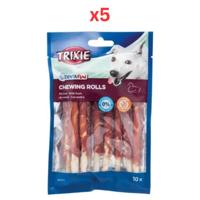 Trixie Denta Fun Duck Chewing Rolls Dog Chew 240G (Pack of 5)