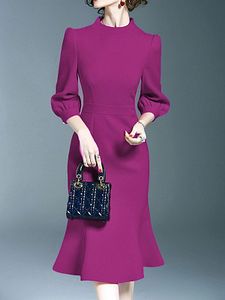 Crew Neck Plain Bodycon Dress