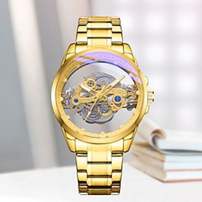 Men's Fully Automatic Double-sided Hollowed Out Fashion Steel Strip Waterproof Business Watch, Luminous Men's Watch Lightinthebox
