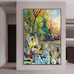 Mintura Handmade Abstract Texture Tree Landscape Oil Paintings On Canvas Wall Decoration Large Modern Art Picture For Home Decor Rolled Frameless Unstretched Painting Lightinthebox