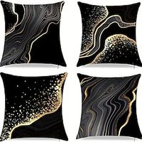 1PC Black Gold Abstract Marble Double Side Pillow Cover Soft Decorative Square Cushion Case Pillowcase for Bedroom Livingroom Sofa Couch Chair miniinthebox